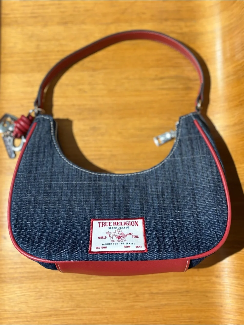 True Religion Crystal Wing denim hobo bag
